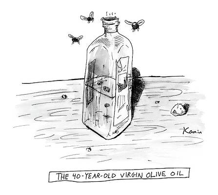 Movie Wall Art featuring the drawing The 40-year-old Virgin Olive Oil by Zachary Kanin