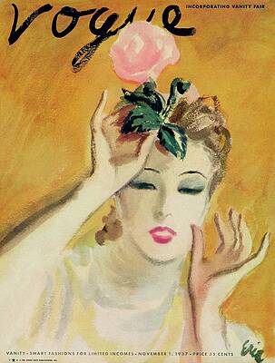 Elegant Woman with Pink Rose Wall Art