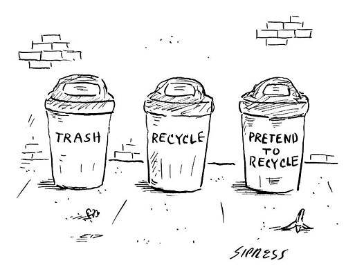 Humorous Recycling Bins Drawing