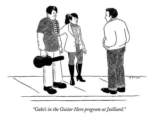Teen Wall Art featuring the drawing Gabe's In The Guitar Hero Program At Juilliard by Emily Flake