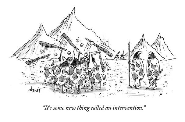 Wall Art featuring the drawing It's Some New Thing Called An Intervention by Tom Cheney