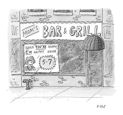 Bar and Grill Happy Hour Sign Drawing