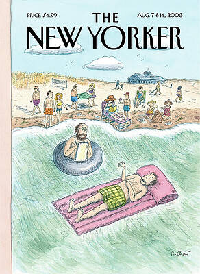 Beach Relaxation Scene with New Yorker Painting