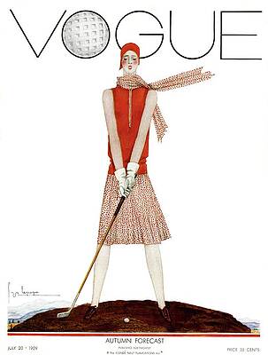 Vogue Magazine 1929 Cover with Golfer Photograph