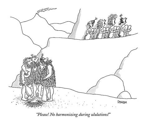 Stone Wall Art featuring the drawing Please! No Harmonizing During Ululations! by Jack Ziegler