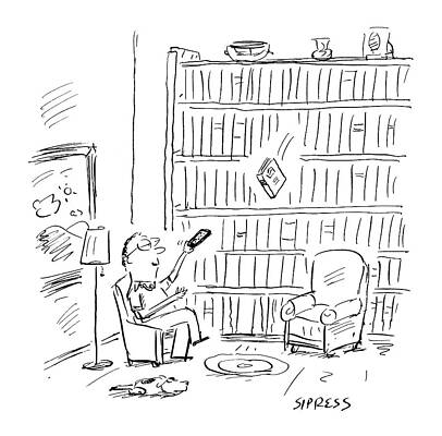 Remote Wall Art featuring the drawing New Yorker July 3rd, 2000 by David Sipress