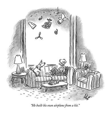 Sky Drawing - He Built His Own Airplane From A Kit by Frank Cotham