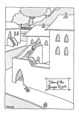 Invention Drawing - Tales Of The Bungee Leash by Jack Ziegler
