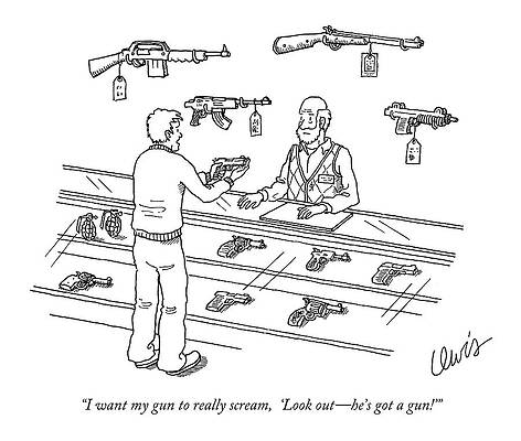 Gun Drawing - I Want My Gun To Really Scream by Eric Lewis