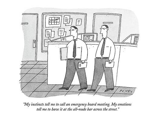 Walking Drawing - My Instincts Tell Me To Call An Emergency Board by Peter C. Vey