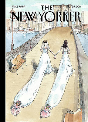 Brides on Brooklyn Bridge Painting