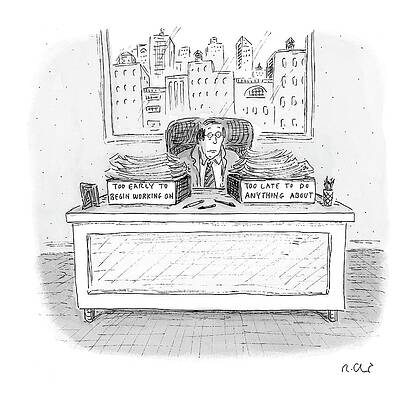 Office Worker in Dilemma Drawing