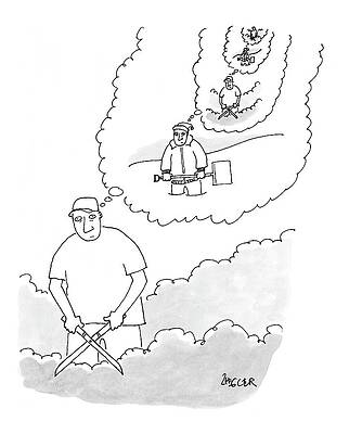 Thinking Wall Art featuring the drawing New Yorker July 31st, 2006 by Jack Ziegler