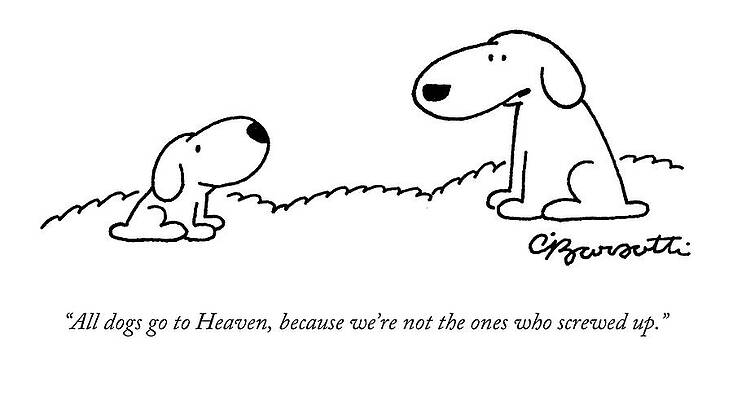 Cartoon Dogs Discuss Heaven Wall Art