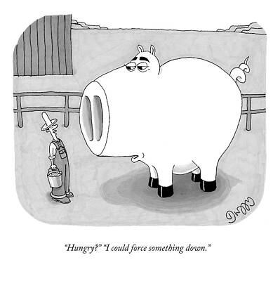 Farm Wall Art featuring the drawing Hungry? i Could Force Something Down by J.C.  Duffy