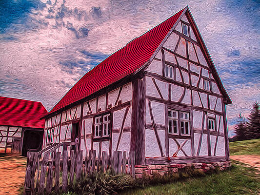 Summer Painting - 1700s German Farm by Omaste Witkowski