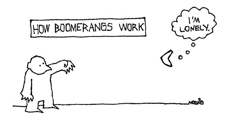 Lonely Wall Art featuring the drawing How Boomerangs Work by Ariel Molvig