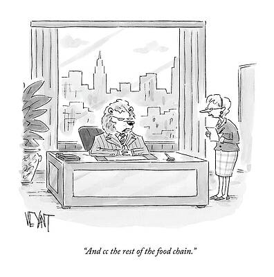 Lion Boss in Office Cartoon Drawing