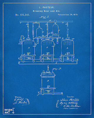 Louis Pasteur Brewing Patent Blueprint Digital Art