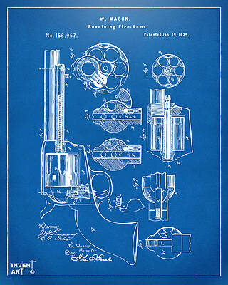 Patent Blueprint of Revolver by W. Mason Digital Art