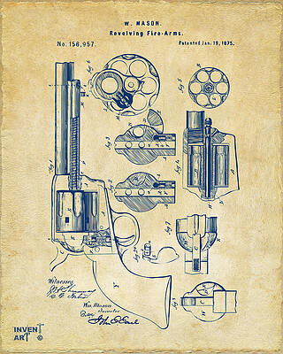 W. Mason Revolving Firearms Blueprint Digital Art