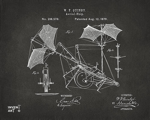 W. F. Quinby Aerial Ship Patent Design Digital Art