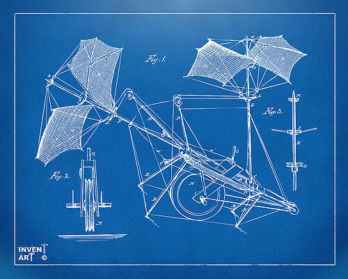 Pilot Digital Art - 1879 Quinby Aerial Ship Patent Minimal - Blueprint by Nikki Marie Smith
