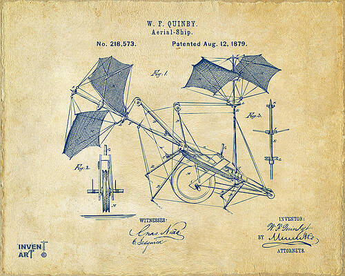 W.F. Quinby's Aerial Ship Patent Digital Art
