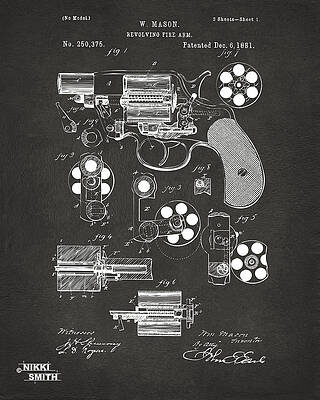 W. Mason Revolver Patent Drawing Digital Art