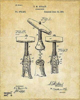 1883 Corkscrew Patent Design Digital Art