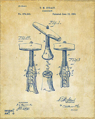 T.M. Strait Corkscrew Patent Design Digital Art