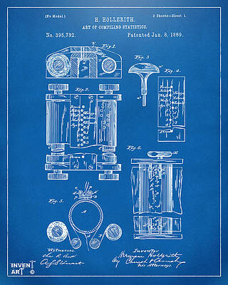 Hollerith Patent Drawing Digital Art