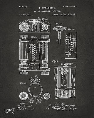 1889 First Computer Patent Gray by Nikki Marie Smith