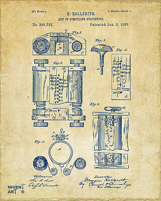 Hollerith's Statistical Machine Patent Digital Art