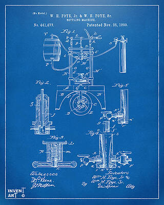 Bottling Machine Patent Blueprint Digital Art