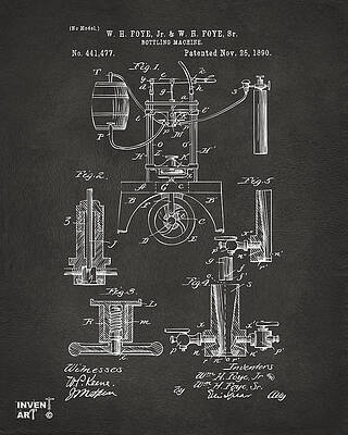 Bottling Machine Patent Diagram Digital Art
