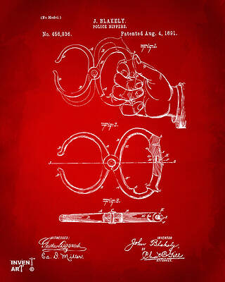 Victorian Police Handcuff Patent Drawing Digital Art