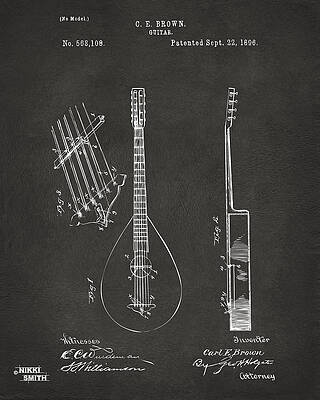 C. E. Brown Guitar Patent Sketch Digital Art