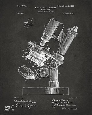 Vintage Microscope Patent Drawing Digital Art