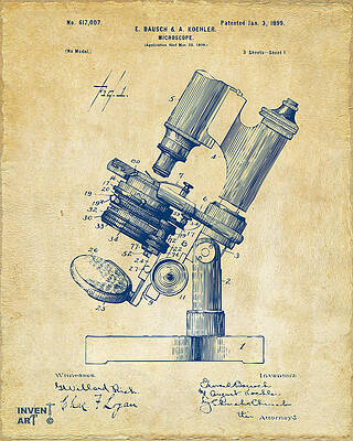 Vintage Microscope Patent Design Digital Art
