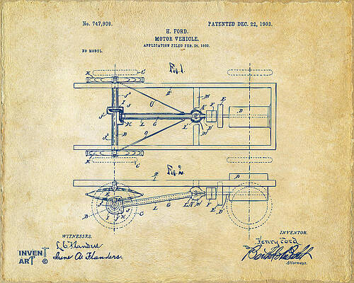 Henry Ford Motor Vehicle Patent Digital Art