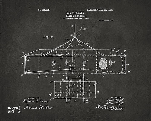 Wright Brothers Flying Machine Patent Digital Art