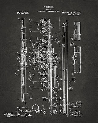 Flute Patent Schematic Digital Art