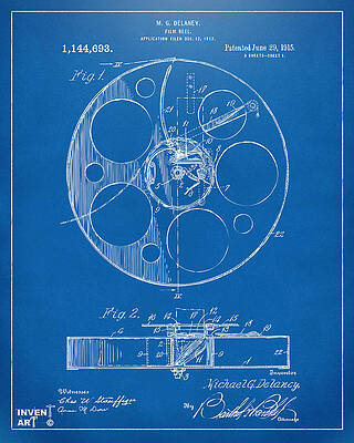 Vintage Film Reel Patent Design Digital Art