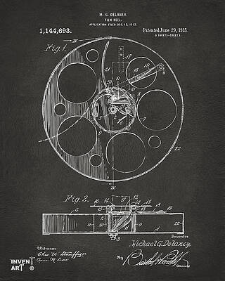 Vintage Film Reel Patent Drawing Digital Art