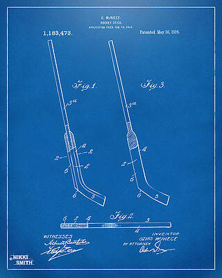Vintage Hockey Stick Patent Design Digital Art