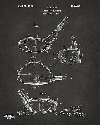 Vintage Golf Club Patent Diagram Digital Art