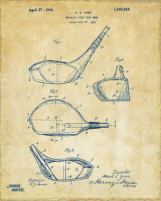 Vintage Golf Club Patent Drawing Digital Art