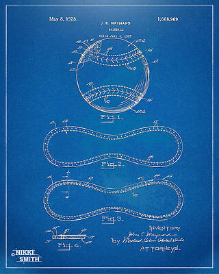 Vintage Baseball Patent Drawing Digital Art