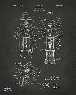 Vintage Corkscrew Patent Diagram Digital Art